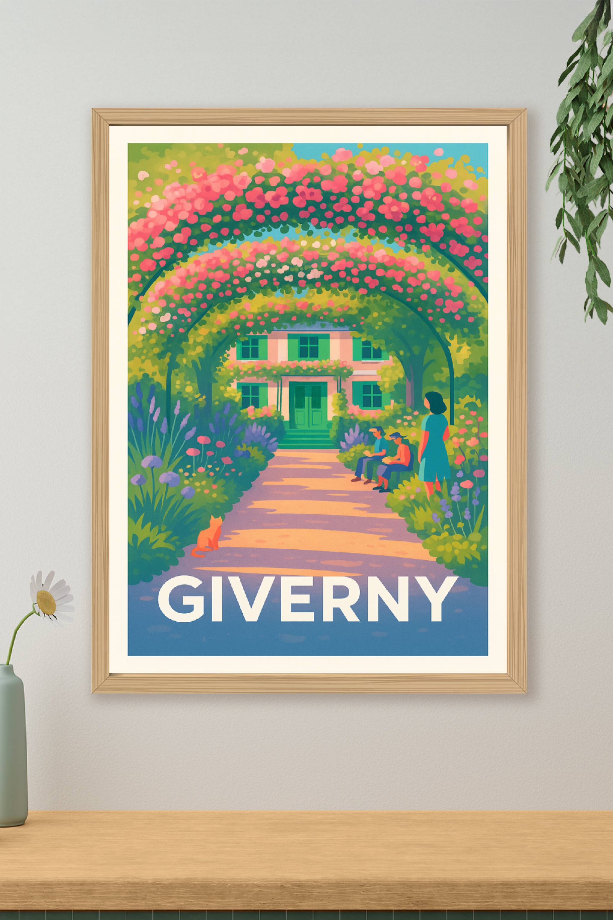 Affiche de Giverny - Promenade fleuries au jardin de Monet