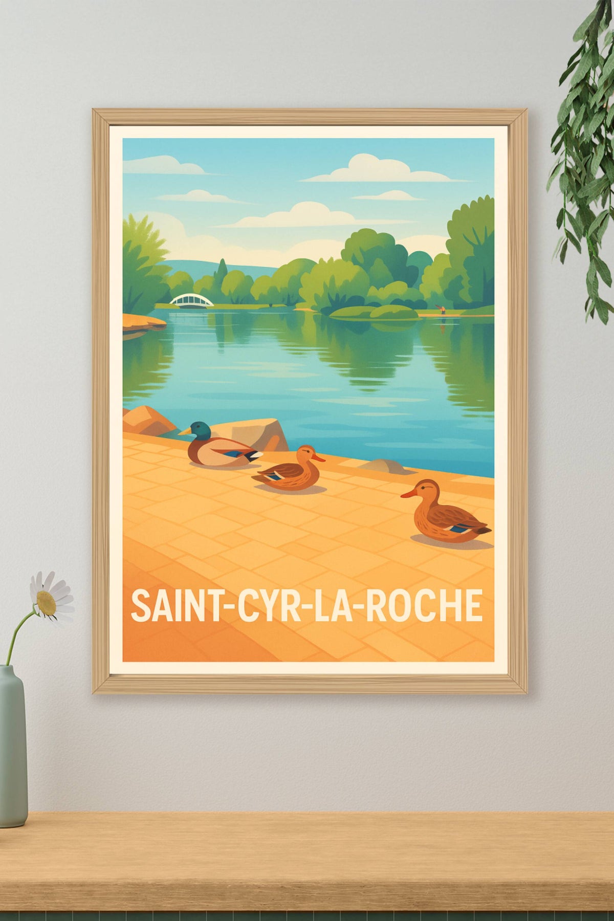 Affiche Saint-Cyr-la-Roche — Tranquillité au bord de l'eau · poster d'art de Saint-Cyr-la-Roche