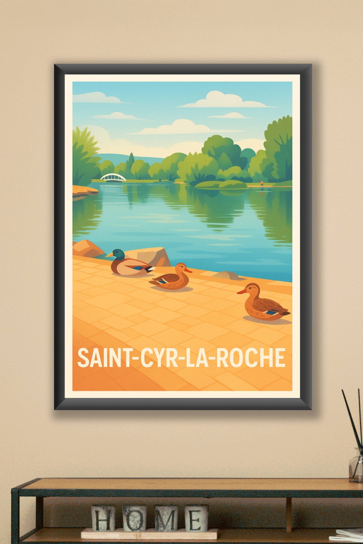Affiche Saint-Cyr-la-Roche — Tranquillité au bord de l'eau · poster d'art de Saint-Cyr-la-Roche