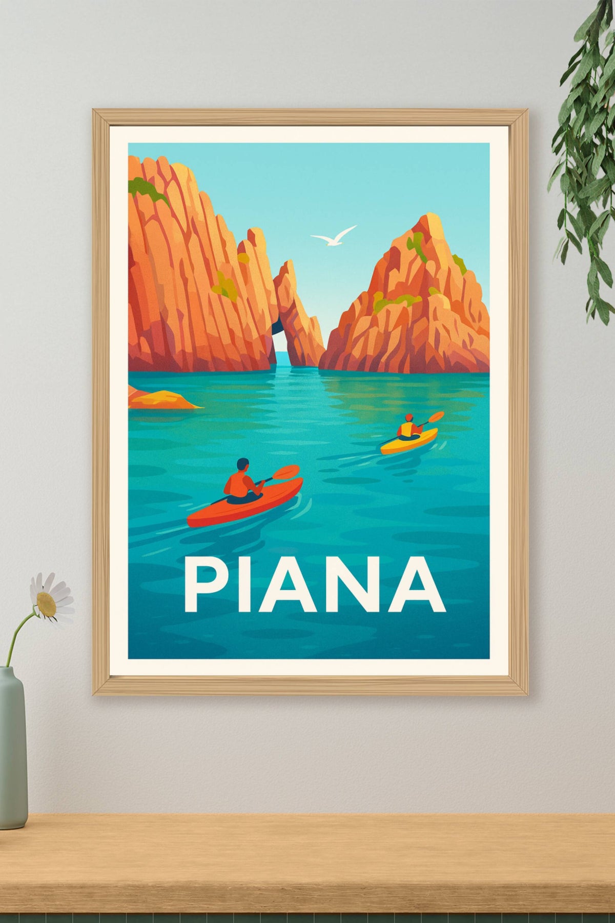 Affiche Piana — Évasion Kayak au Coeur des Calanques · poster d'art de Piana