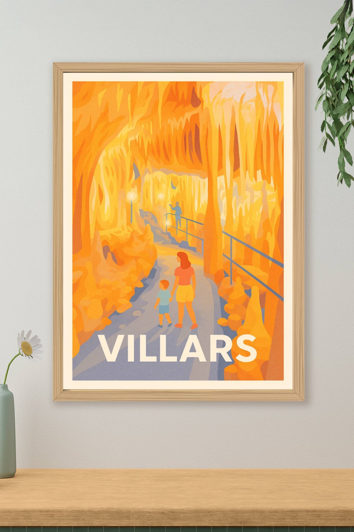 Affiche Villars — Exploration lumineuse des grottes souterraines · poster d'art de Villars