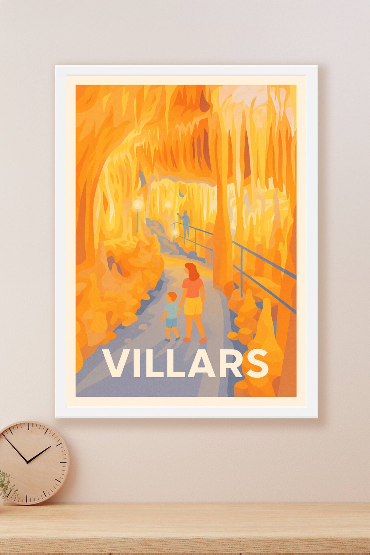 Affiche Villars — Exploration lumineuse des grottes souterraines · poster d'art de Villars