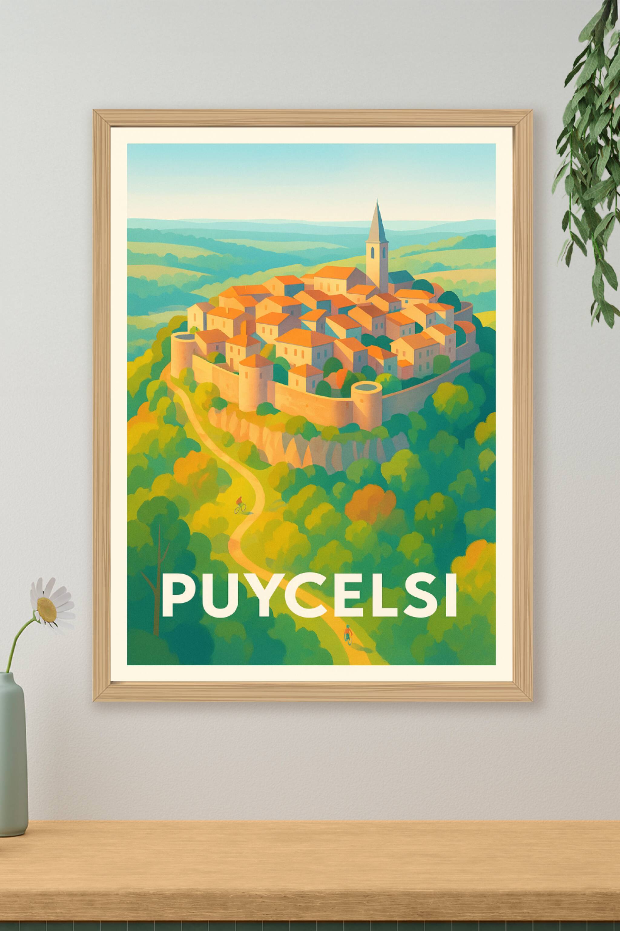 Affiche de Puycelsi - Le charme médiéval sur collines verdoyantes