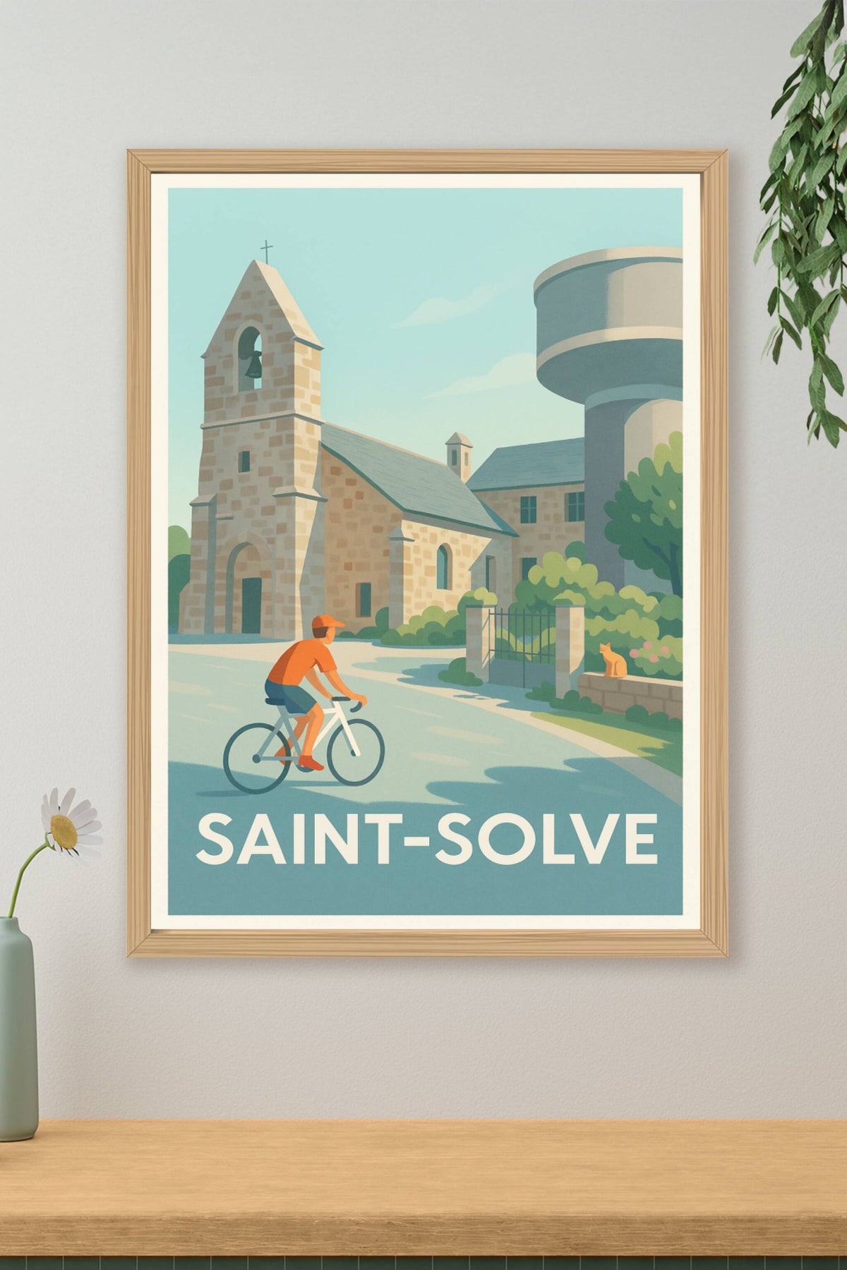 Affiche Saint-Solve — Charme et sérénité à vélo · poster d'art de Saint-Solve