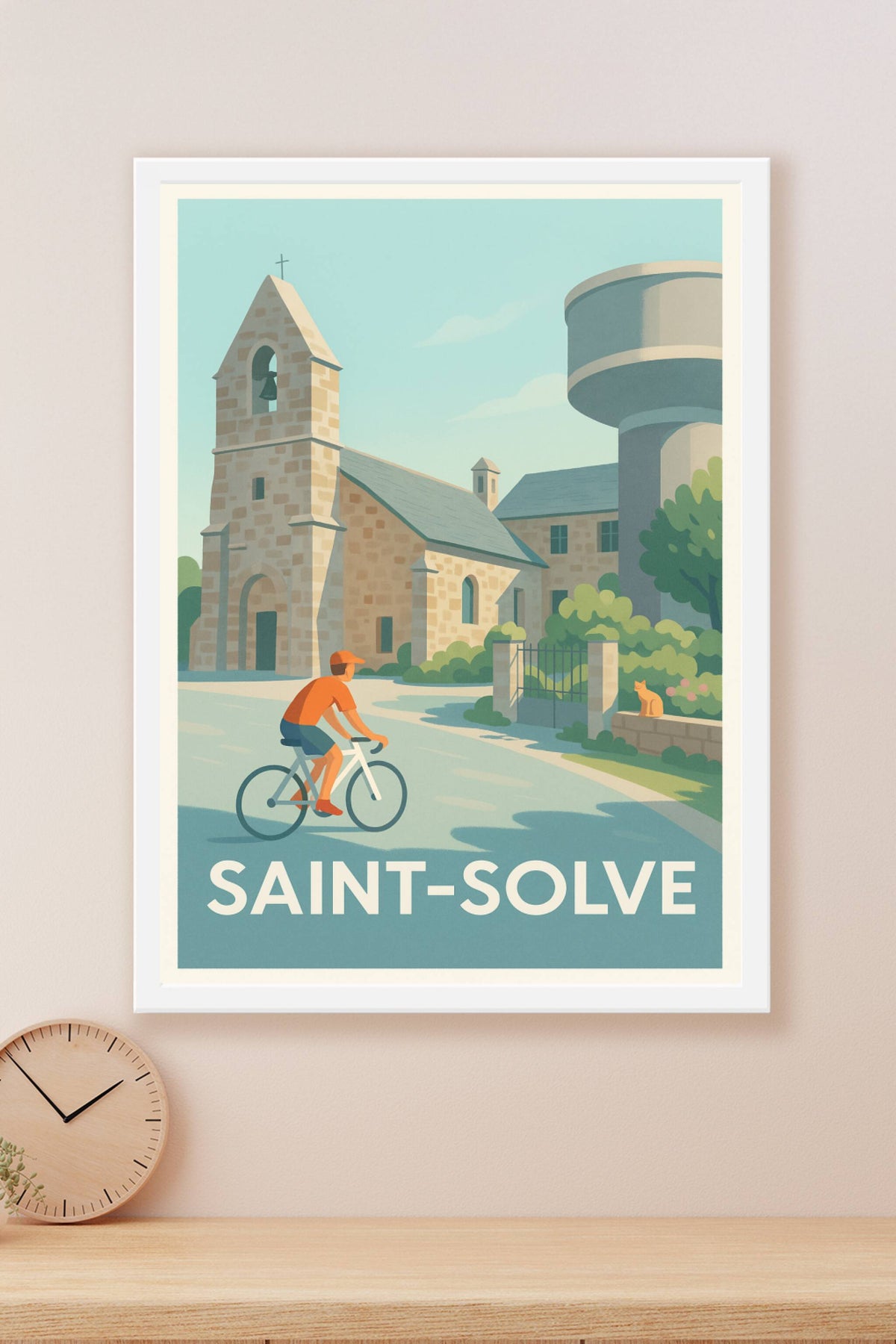 Affiche Saint-Solve — Charme et sérénité à vélo · poster d'art de Saint-Solve