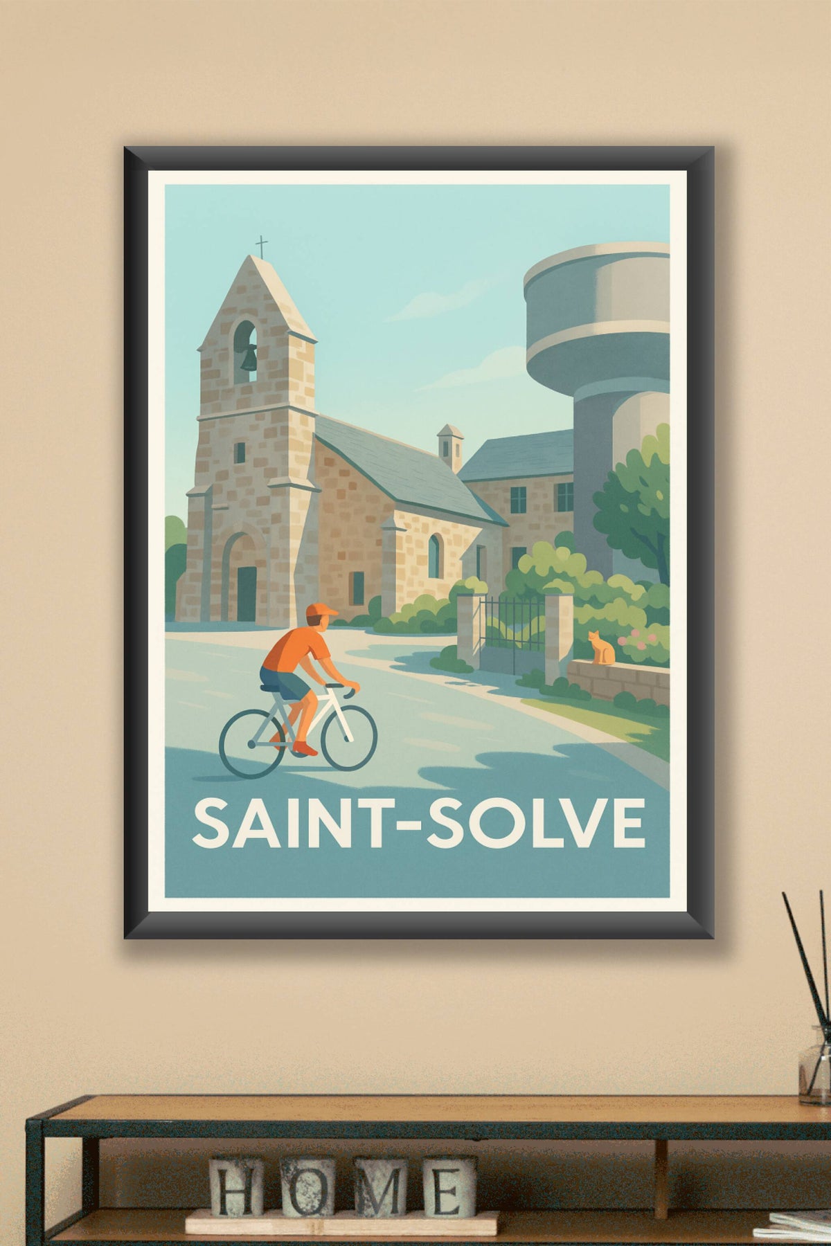 Affiche Saint-Solve — Charme et sérénité à vélo · poster d'art de Saint-Solve