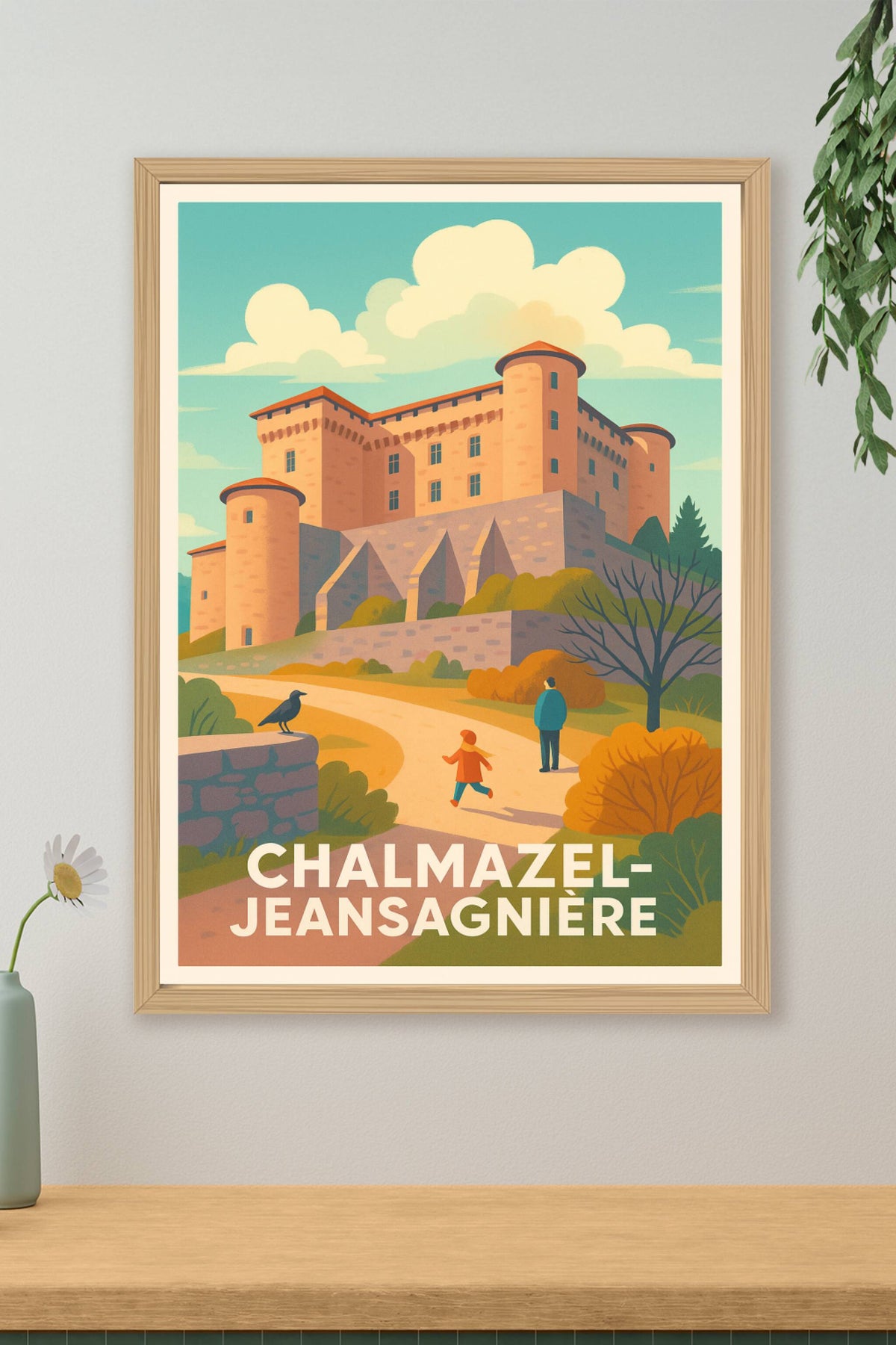 Affiche Chalmazel-Jeansagnière — L'empreinte médiévale au cœur de l'Ardèche · poster d'art de Chalmazel-Jeansagnière