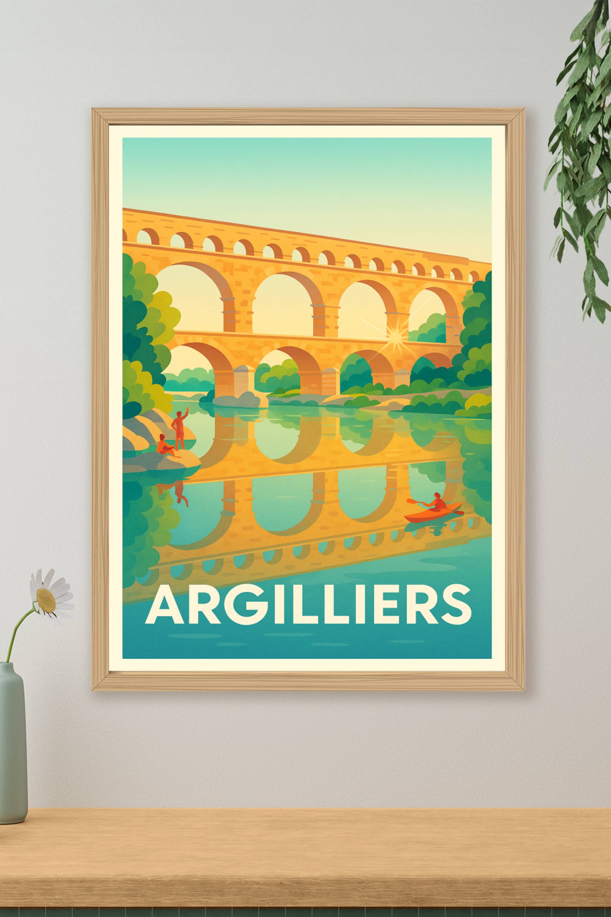 Affiche de Argilliers - L'élégance historique du Pont du Gard