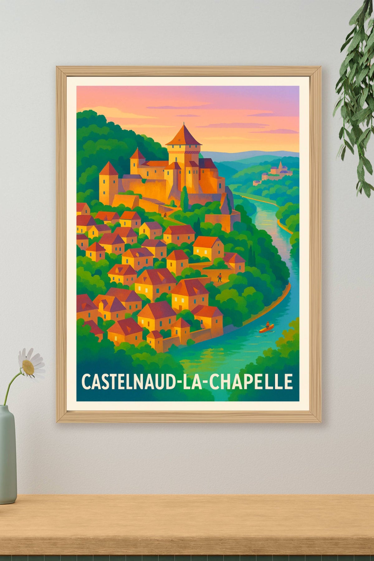 Affiche Castelnaud-la-Chapelle — Une vue enchantée au coeur de la Dordogne · poster d'art de Castelnaud-la-Chapelle