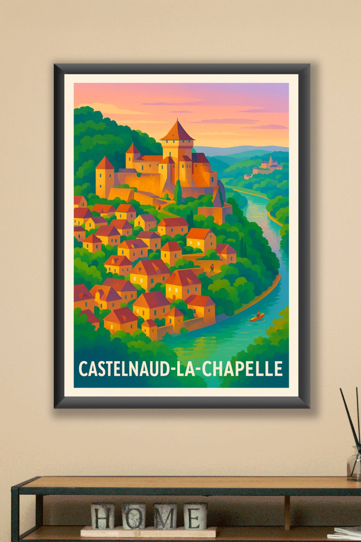 Affiche Castelnaud-la-Chapelle — Une vue enchantée au coeur de la Dordogne · poster d'art de Castelnaud-la-Chapelle