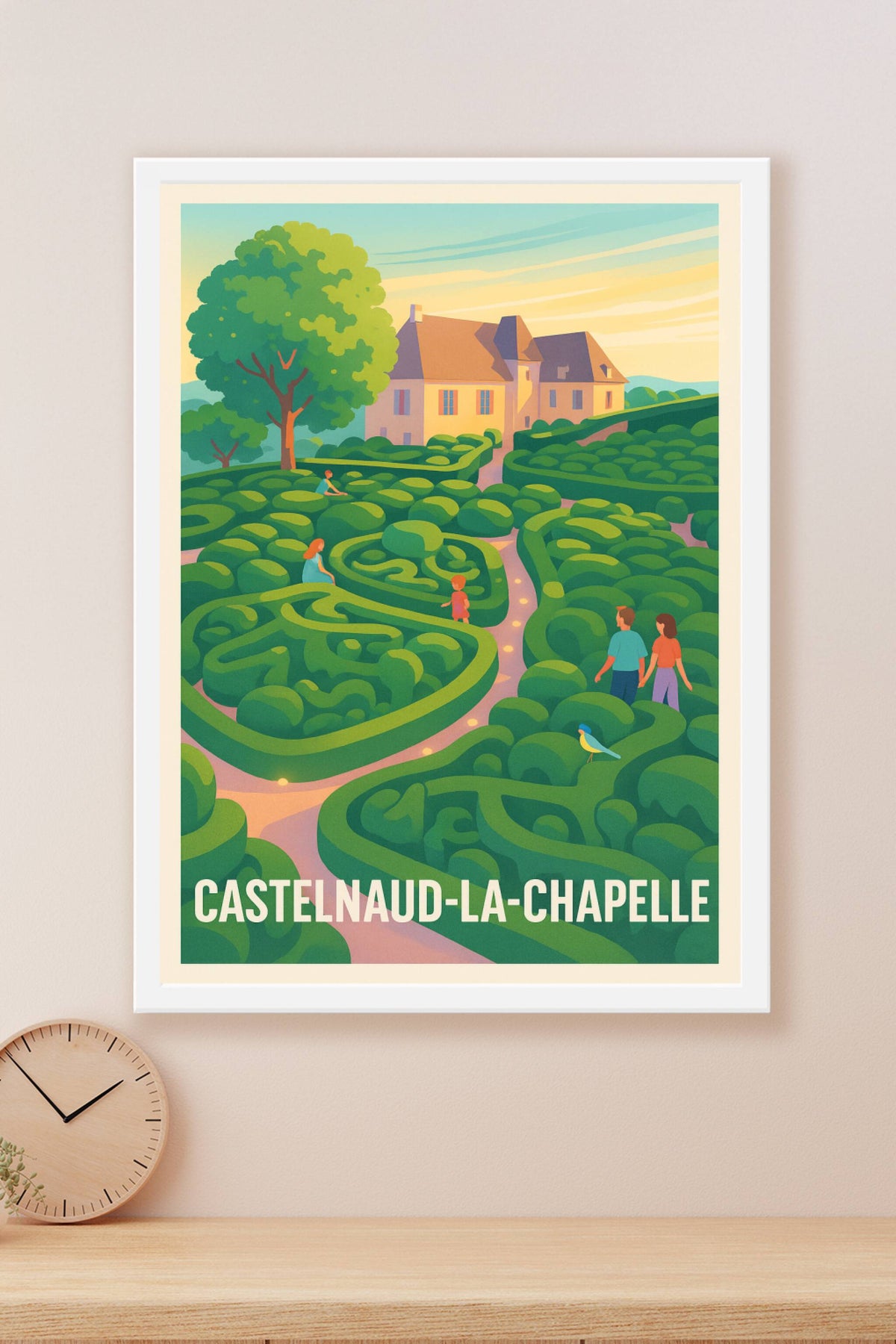 Affiche Castelnaud-la-Chapelle — L'émerveillement du jardin labyrinthique · poster d'art de Castelnaud-la-Chapelle