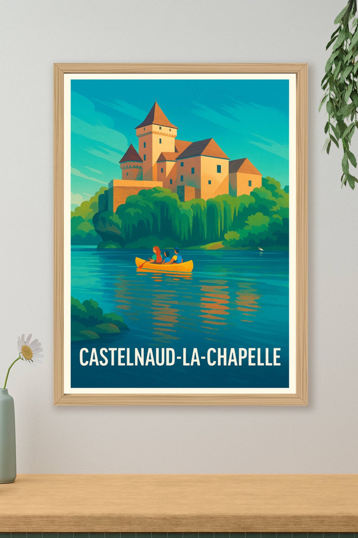 Affiche Castelnaud-la-Chapelle — Évasion et patrimoine au bord de l'eau · poster d'art de Castelnaud-la-Chapelle