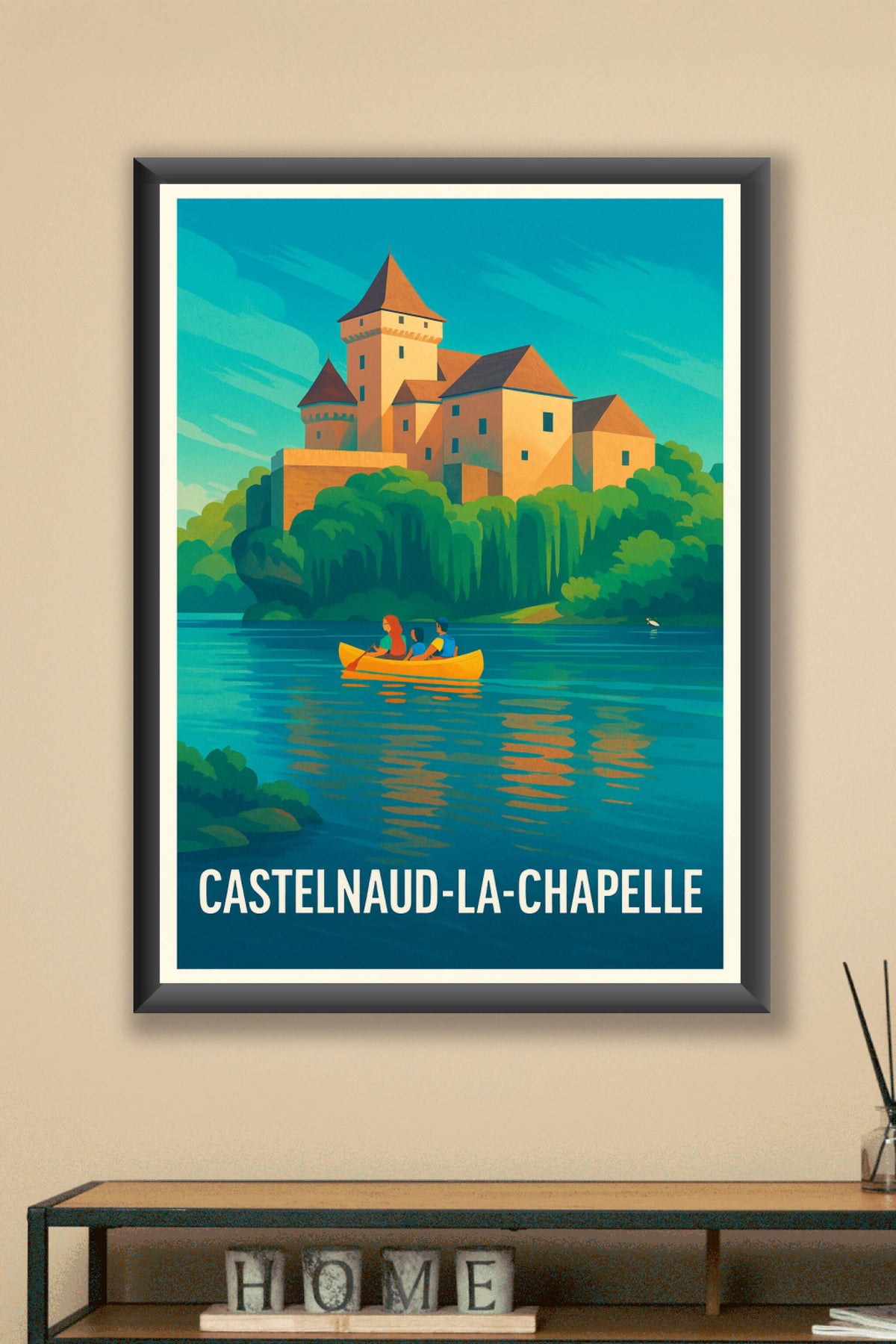 Affiche Castelnaud-la-Chapelle — Évasion et patrimoine au bord de l'eau · poster d'art de Castelnaud-la-Chapelle