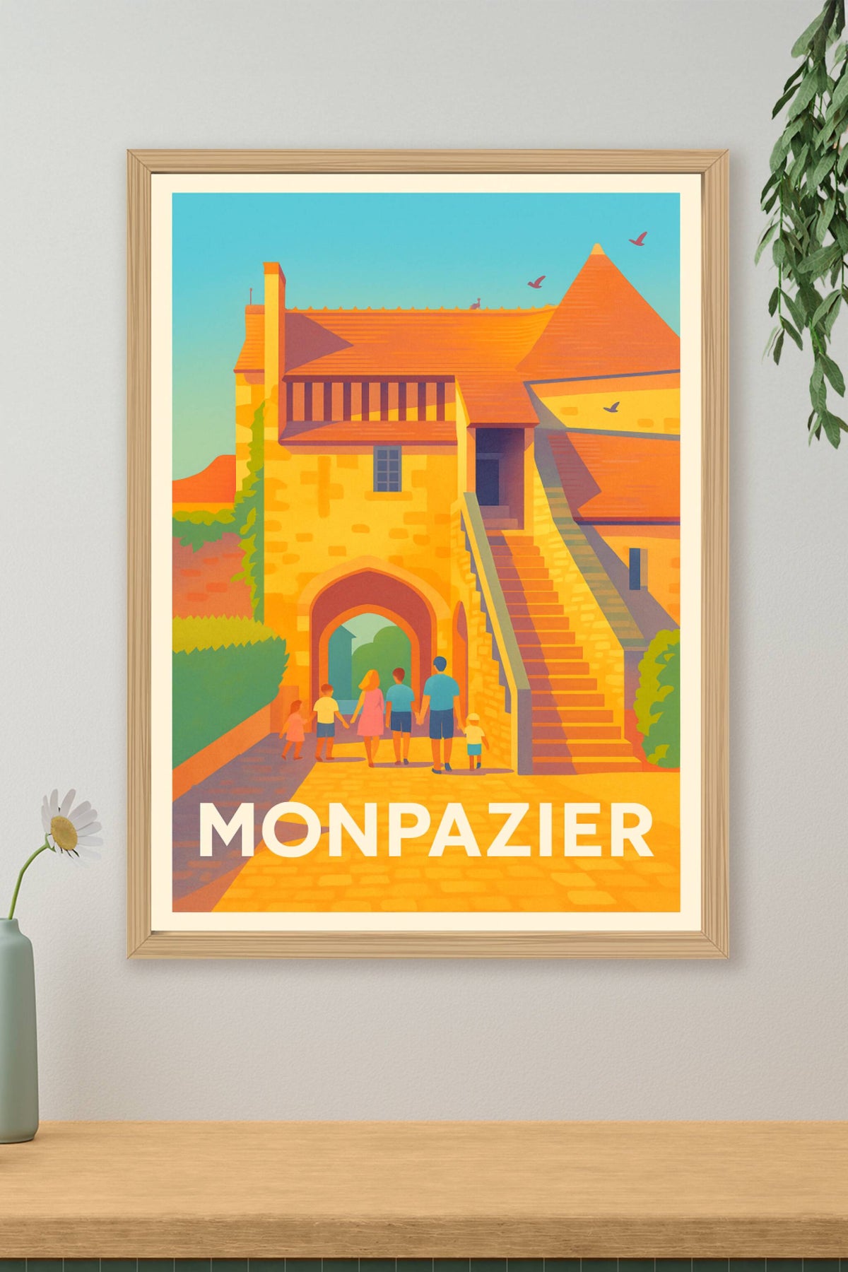 Affiche Monpazier — L'élégance médiévale au soleil du Sud-Ouest · poster d'art de Monpazier