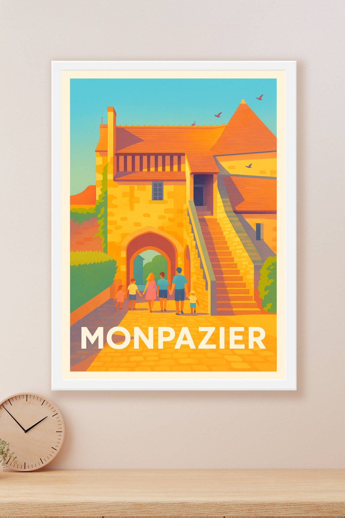 Affiche Monpazier — L'élégance médiévale au soleil du Sud-Ouest · poster d'art de Monpazier