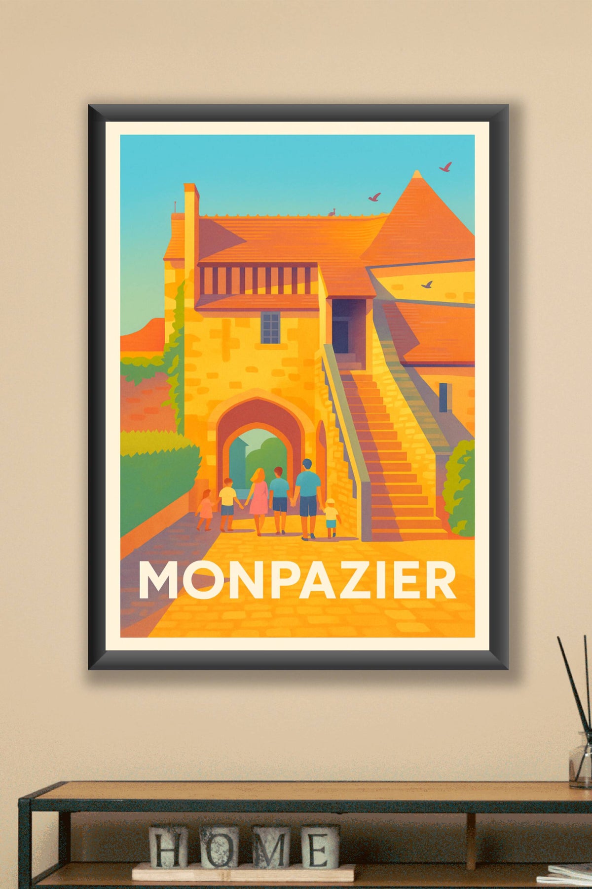 Affiche Monpazier — L'élégance médiévale au soleil du Sud-Ouest · poster d'art de Monpazier