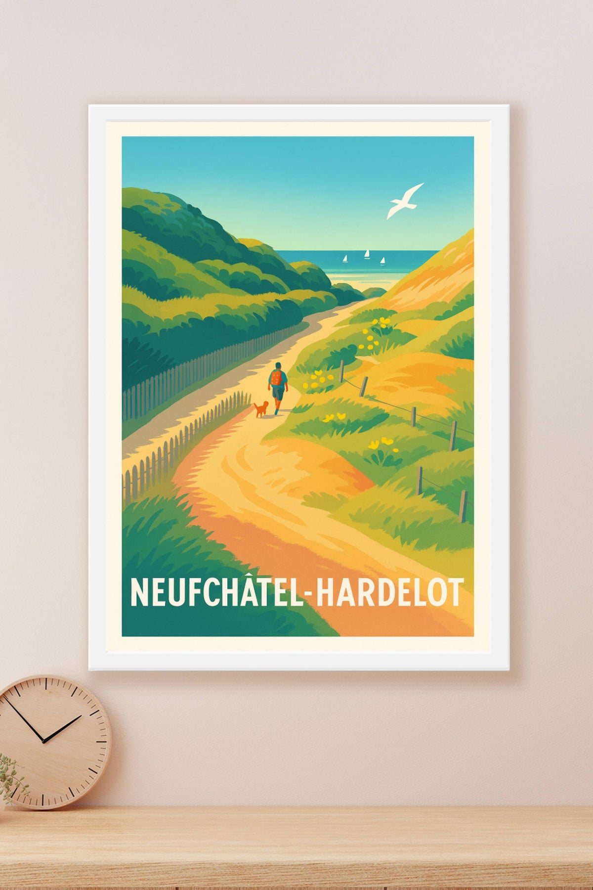 Affiche Neufchâtel-Hardelot — Promenade entre dunes et mer · poster d'art de Neufchâtel-Hardelot