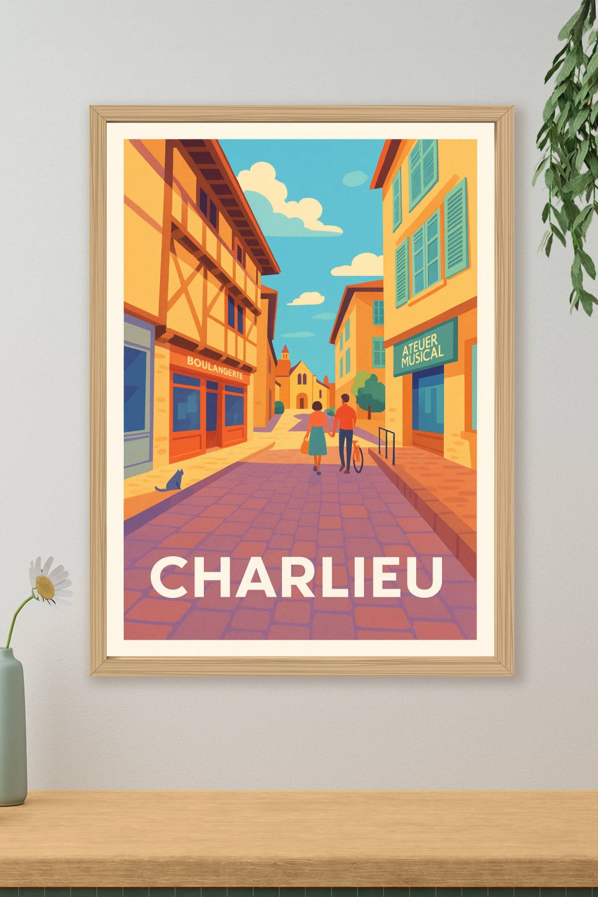 Affiche Charlieu — Promenade romantique au cœur de la cité historique · poster d'art de Charlieu