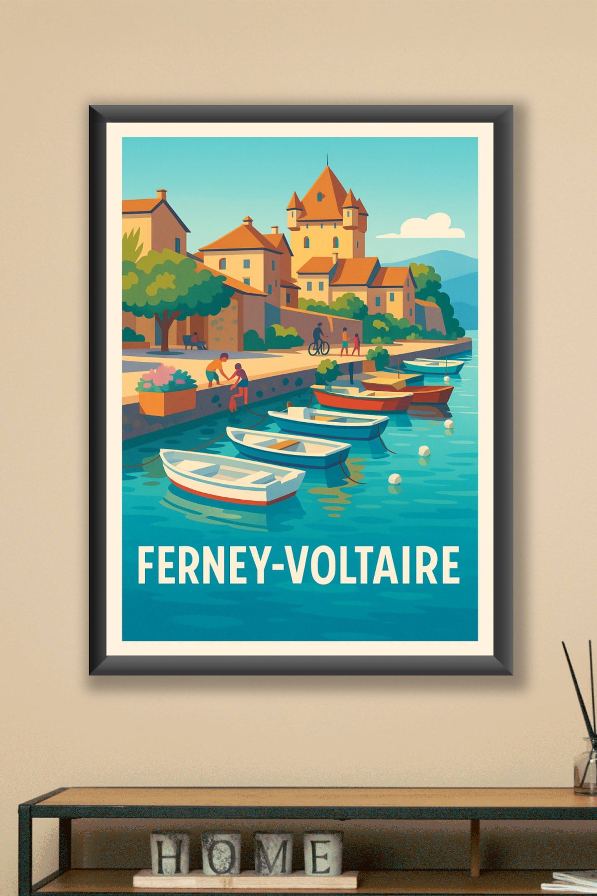 Affiche Ferney-Voltaire — Charme paisible au bord de l'eau · poster d'art de Ferney-Voltaire