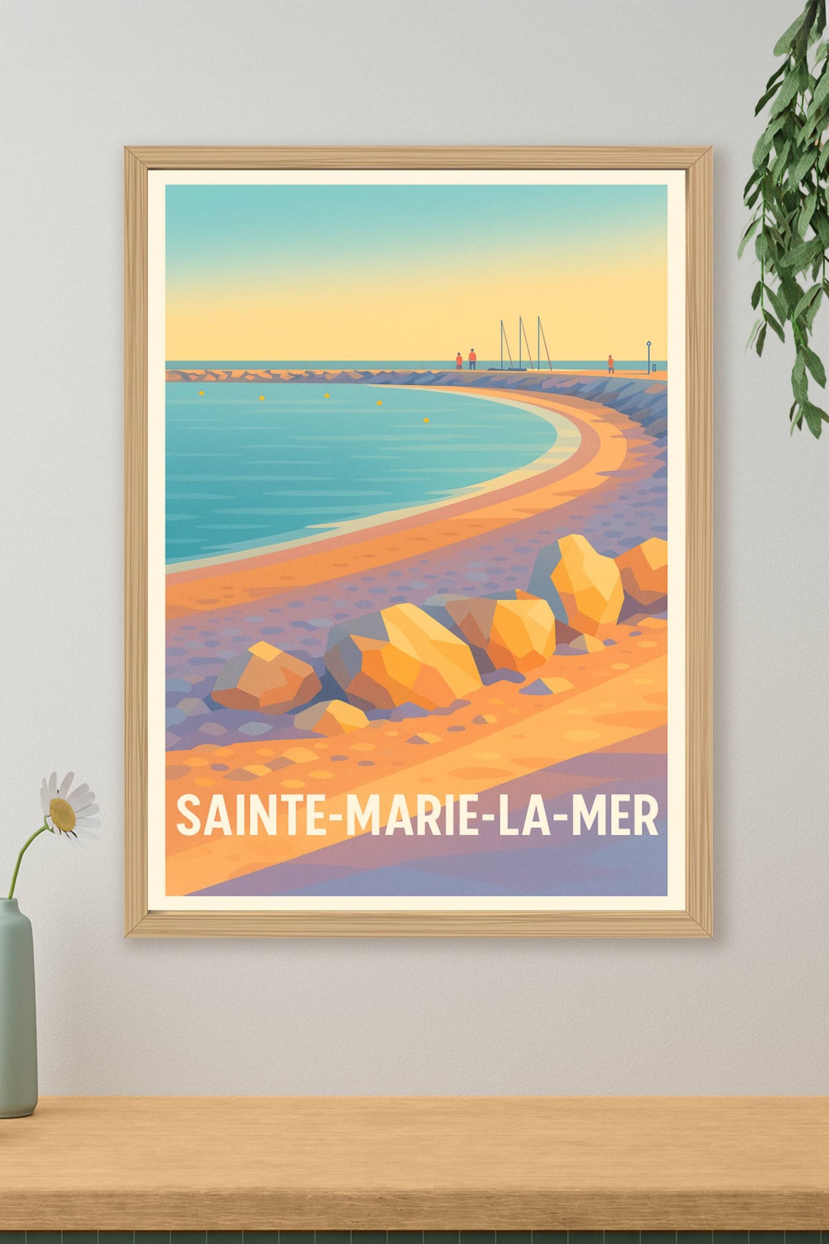 Affiche Sainte-Marie-la-Mer — Plages ensoleillées et douceur méditerranéenne · poster d'art de Sainte-Marie-la-Mer