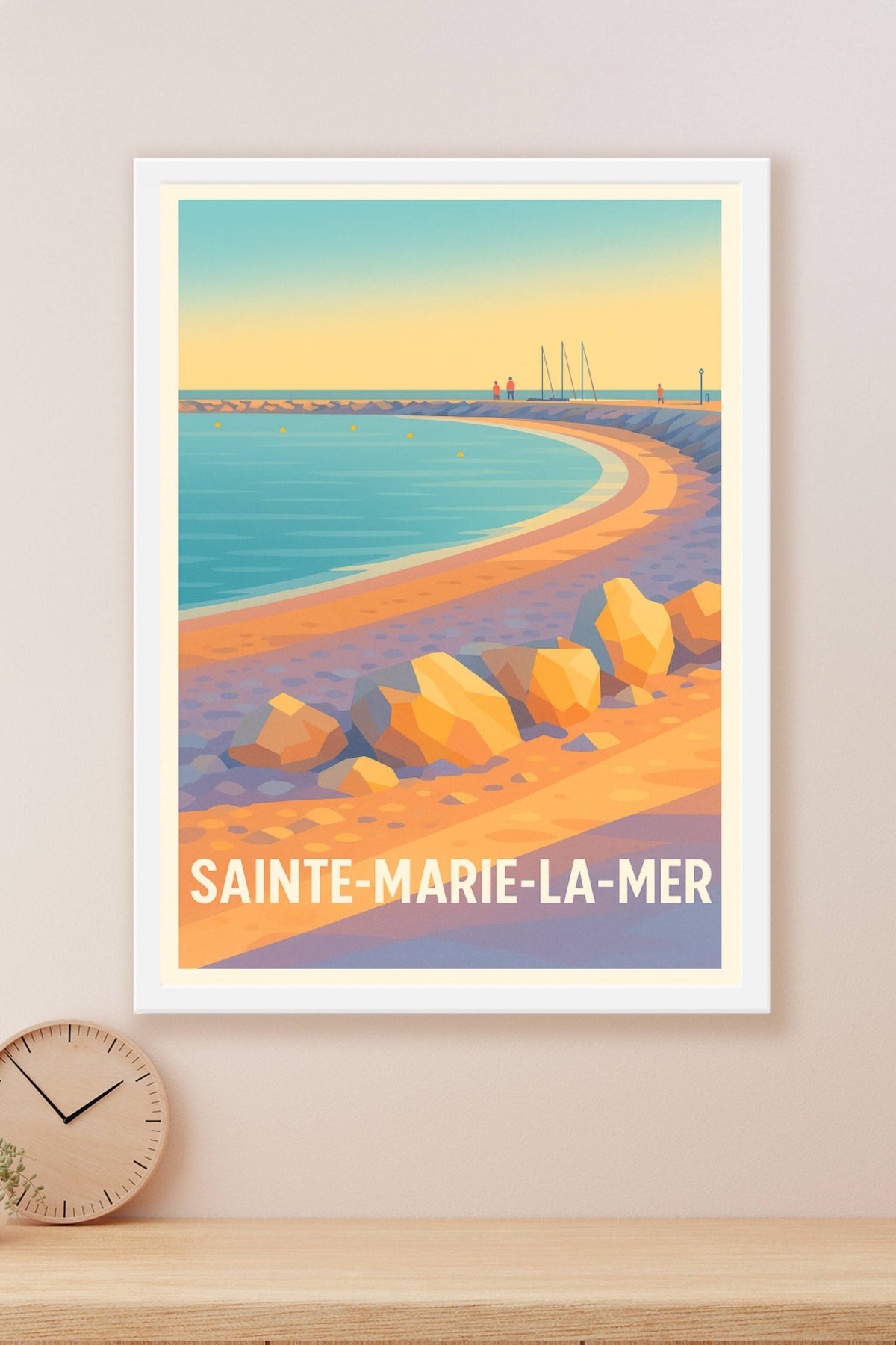 Affiche Sainte-Marie-la-Mer — Plages ensoleillées et douceur méditerranéenne · poster d'art de Sainte-Marie-la-Mer