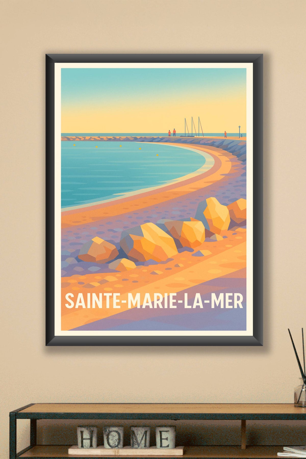 Affiche Sainte-Marie-la-Mer — Plages ensoleillées et douceur méditerranéenne · poster d'art de Sainte-Marie-la-Mer