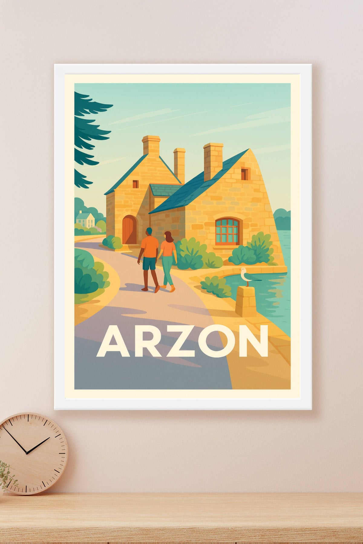 Affiche Arzon — Promenade paisible au bord de l'eau · poster d'art de Arzon