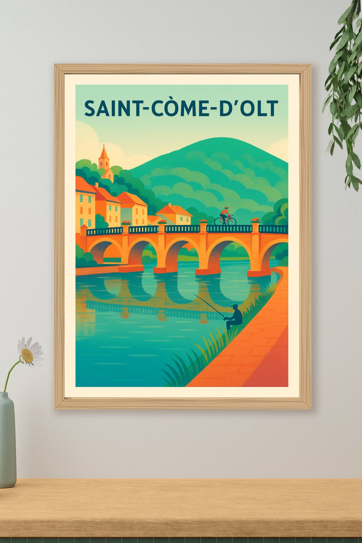 Affiche Saint-Côme-d'Olt — Charme pittoresque au fil de l'eau · poster d'art de Saint-Côme-d'Olt