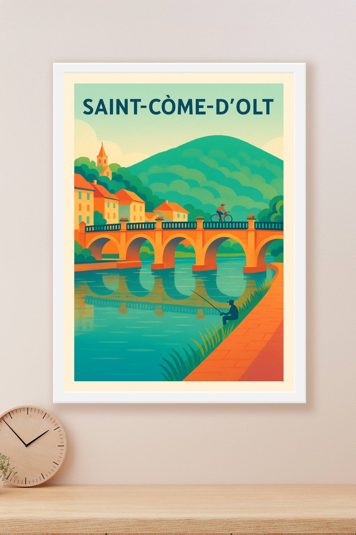 Affiche Saint-Côme-d'Olt — Charme pittoresque au fil de l'eau · poster d'art de Saint-Côme-d'Olt