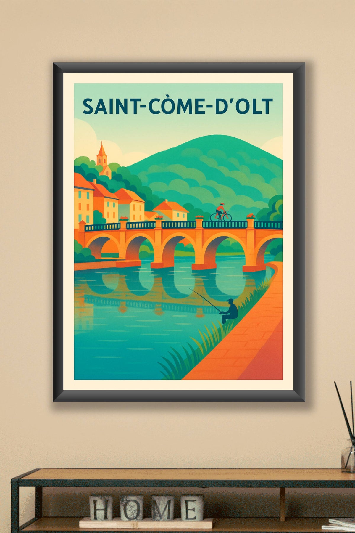 Affiche Saint-Côme-d'Olt — Charme pittoresque au fil de l'eau · poster d'art de Saint-Côme-d'Olt