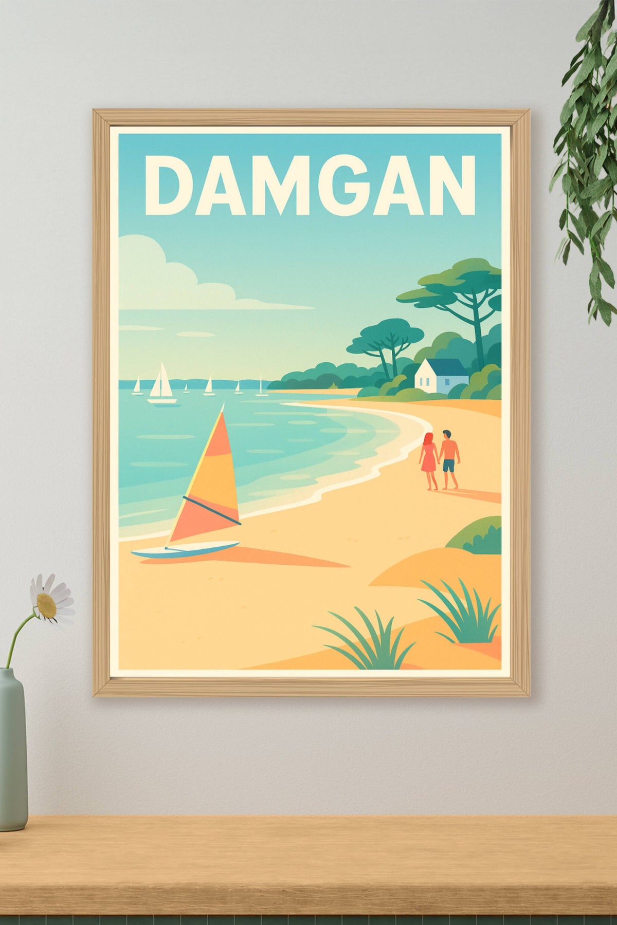 Affiche Damgan — Escapade douce au bord de l'océan · poster d'art de Damgan