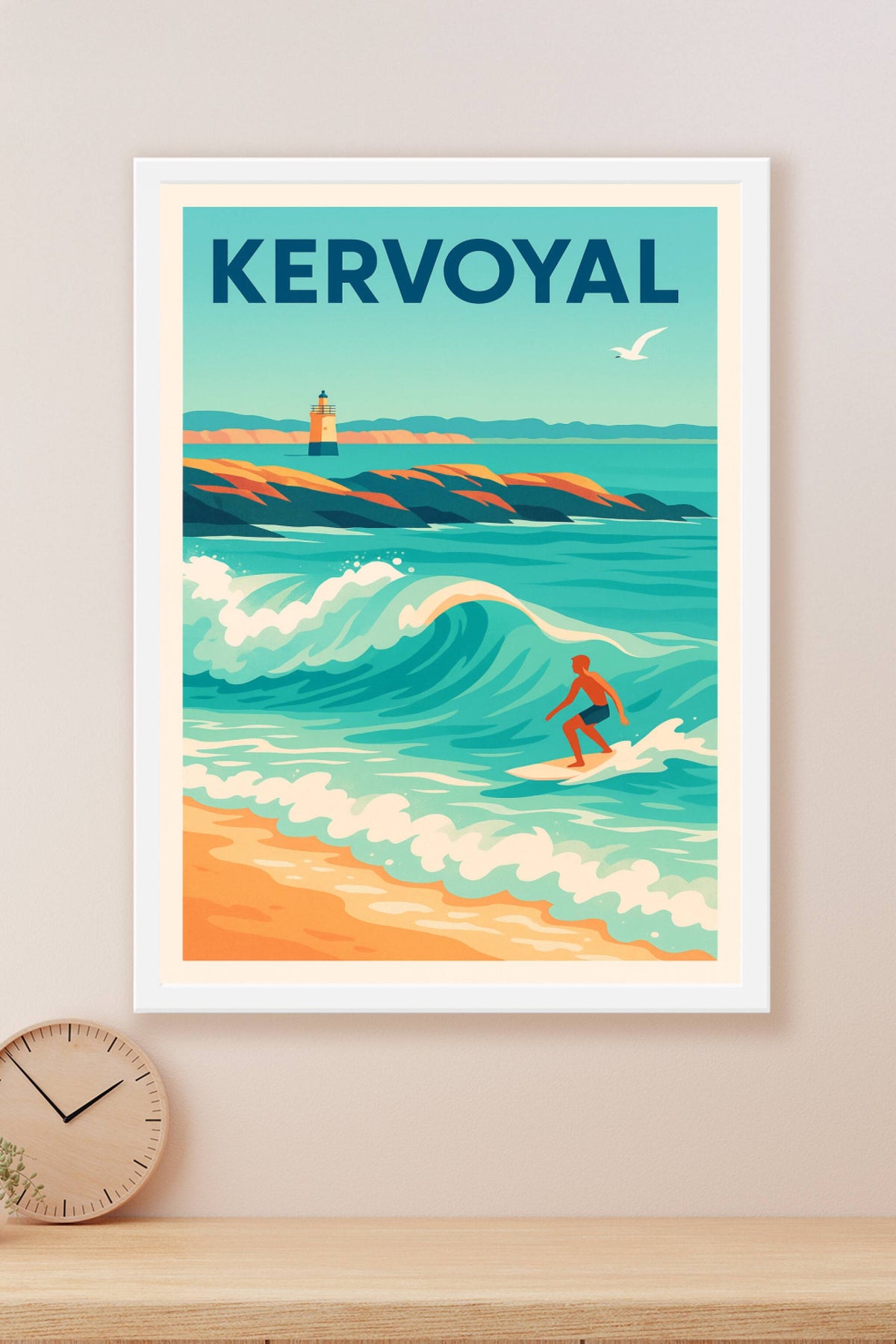 Affiche Kervoyal — Vagues et surf en bord de mer · poster d'art de Kervoyal