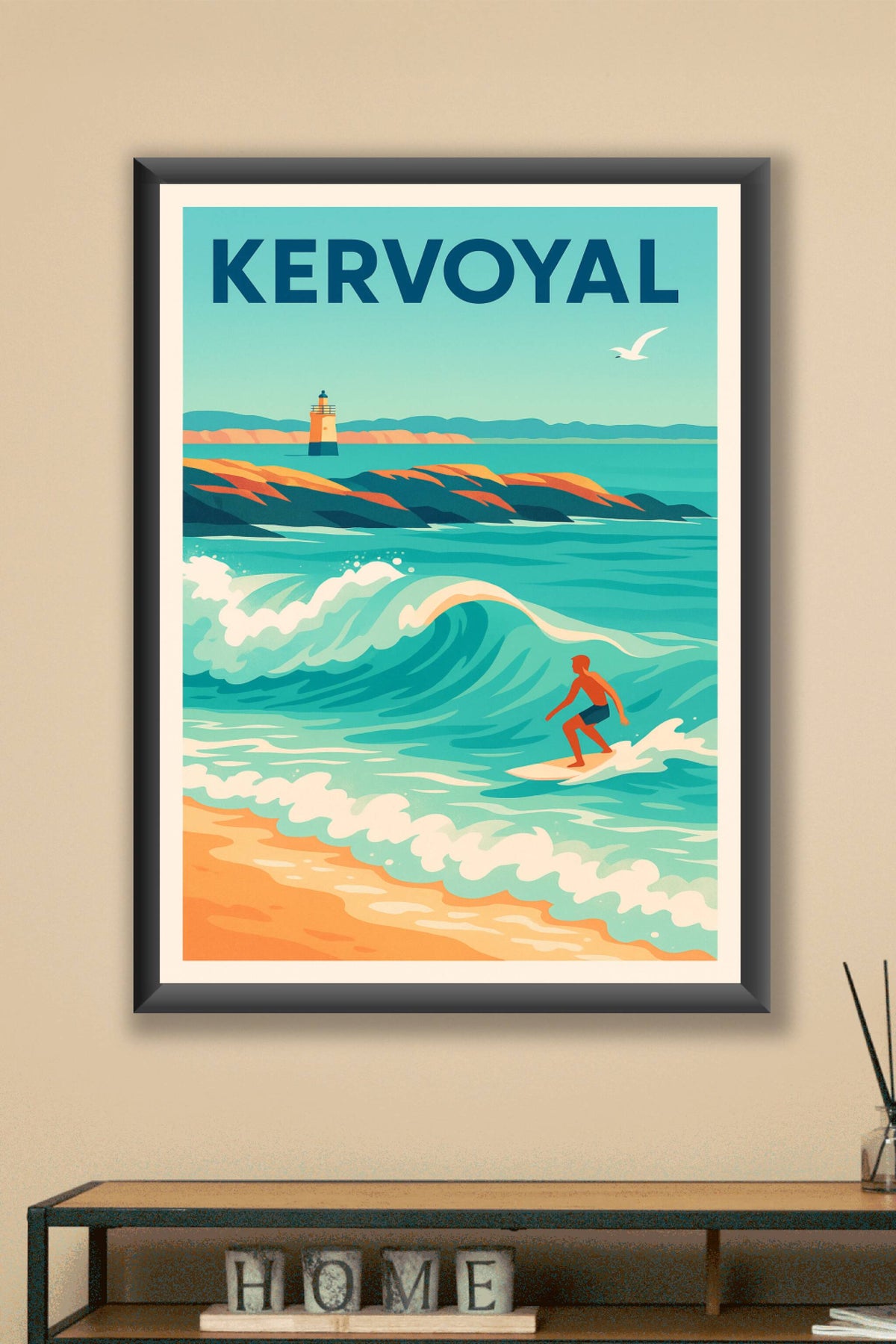 Affiche Kervoyal — Vagues et surf en bord de mer · poster d'art de Kervoyal