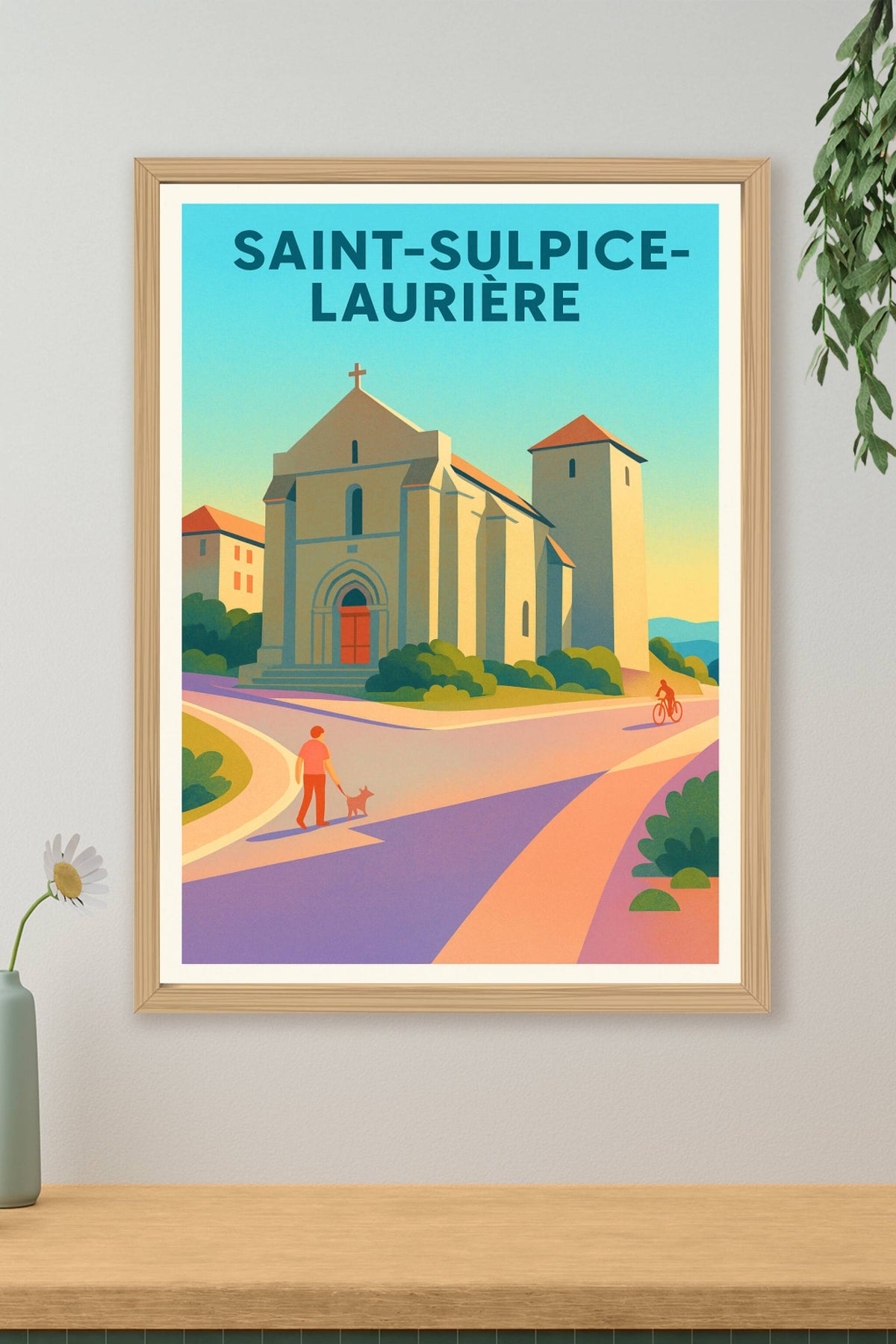 Affiche Saint-Sulpice-Laurière — L'église au cœur du village paisible · poster d'art de Saint-Sulpice-Laurière