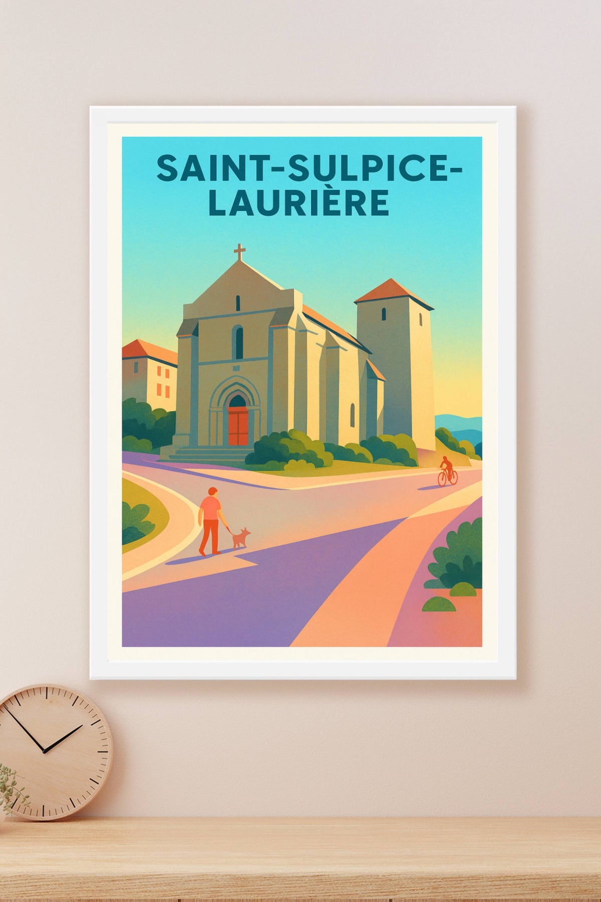 Affiche Saint-Sulpice-Laurière — L'église au cœur du village paisible · poster d'art de Saint-Sulpice-Laurière