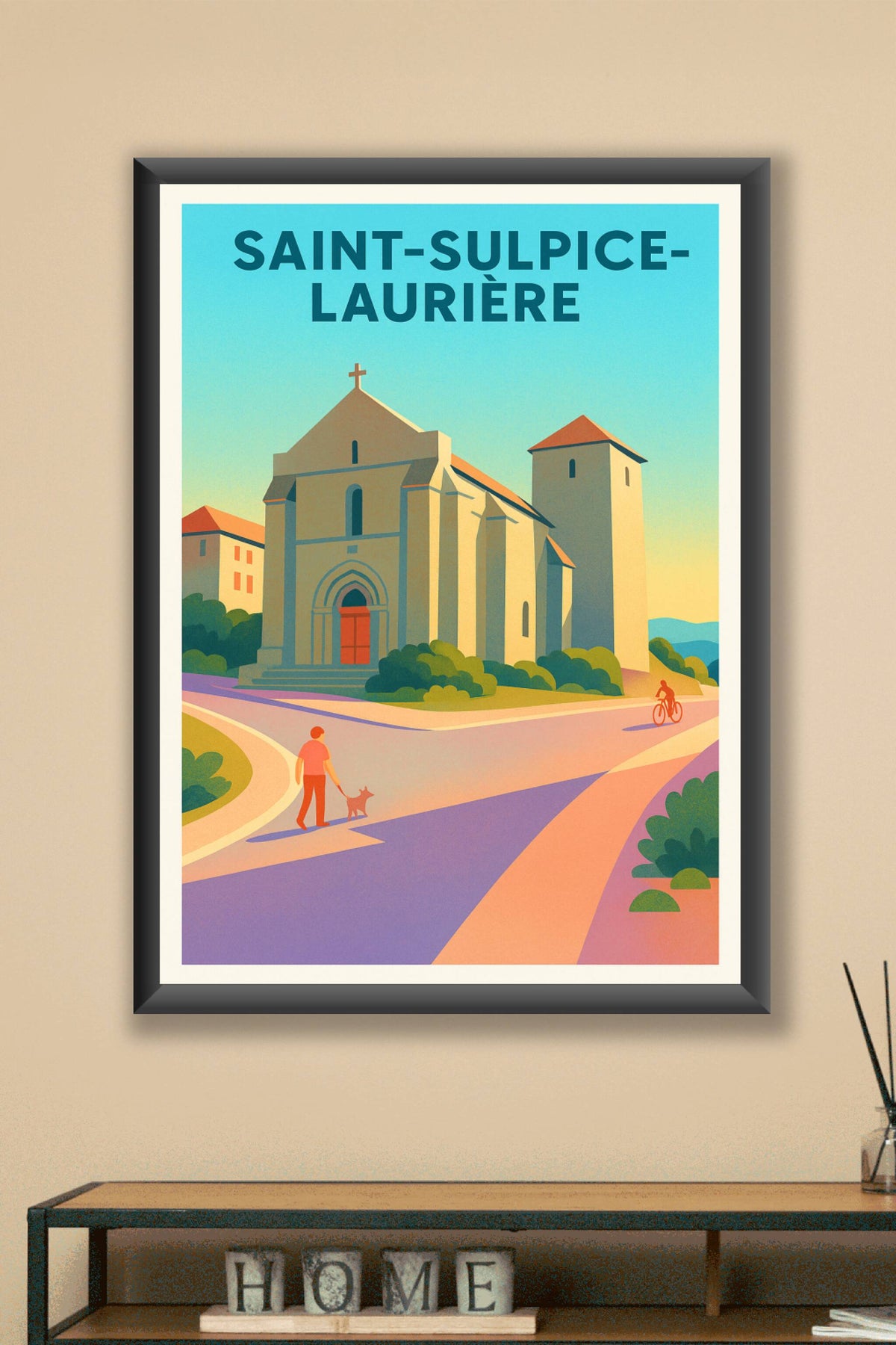 Affiche Saint-Sulpice-Laurière — L'église au cœur du village paisible · poster d'art de Saint-Sulpice-Laurière