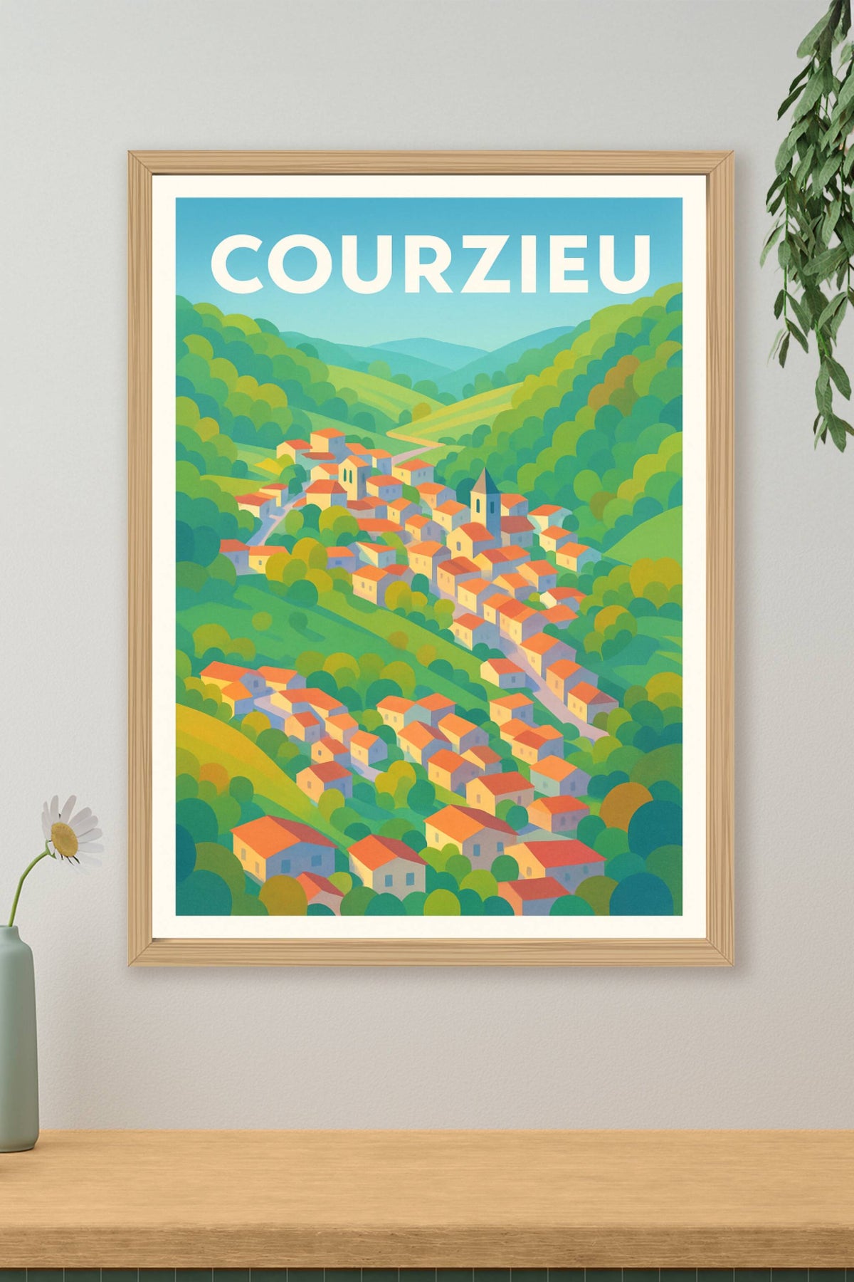 Affiche Courzieu — Charme et sérénité au cœur des collines · poster d'art de Courzieu