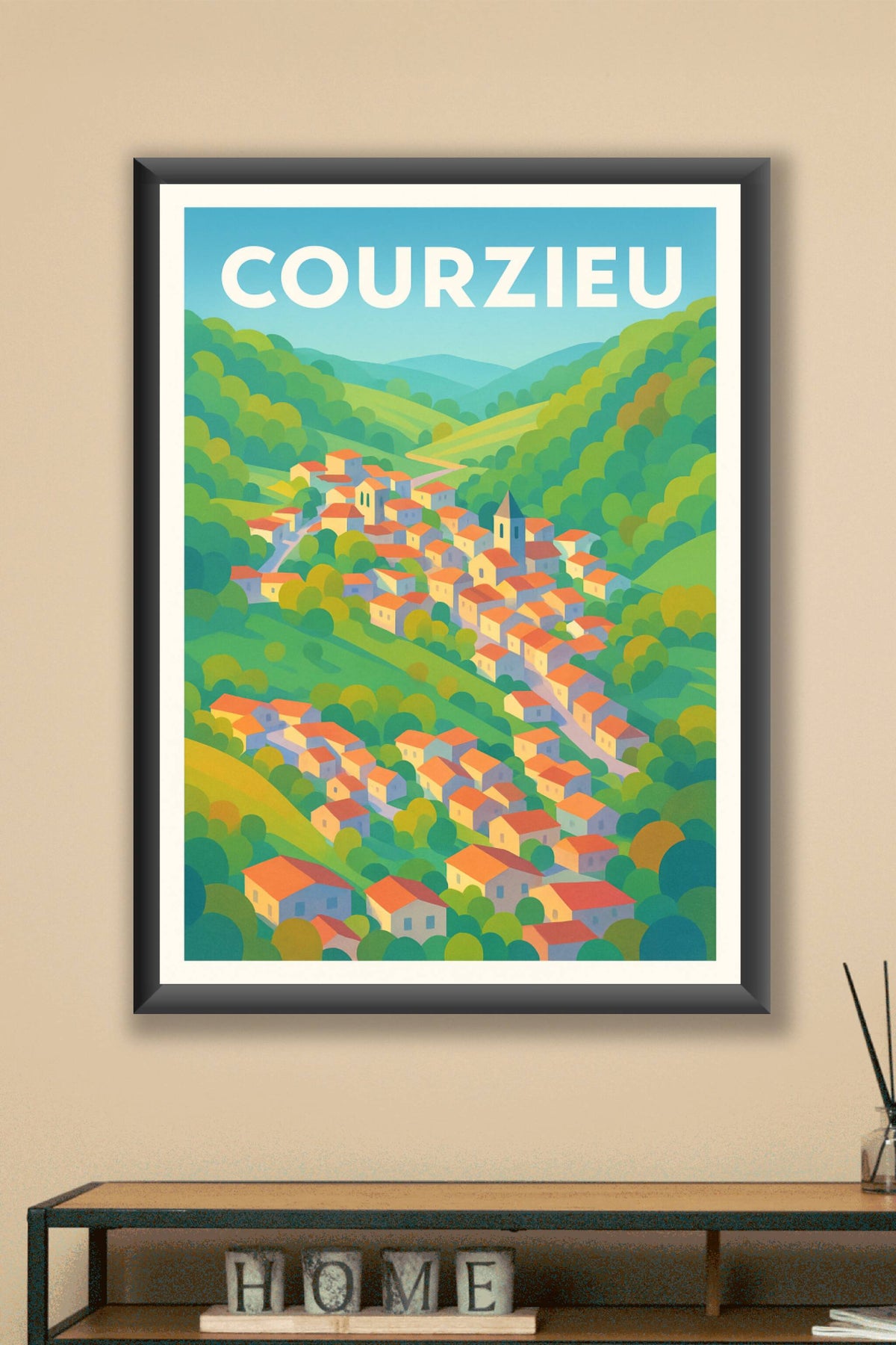 Affiche Courzieu — Charme et sérénité au cœur des collines · poster d'art de Courzieu