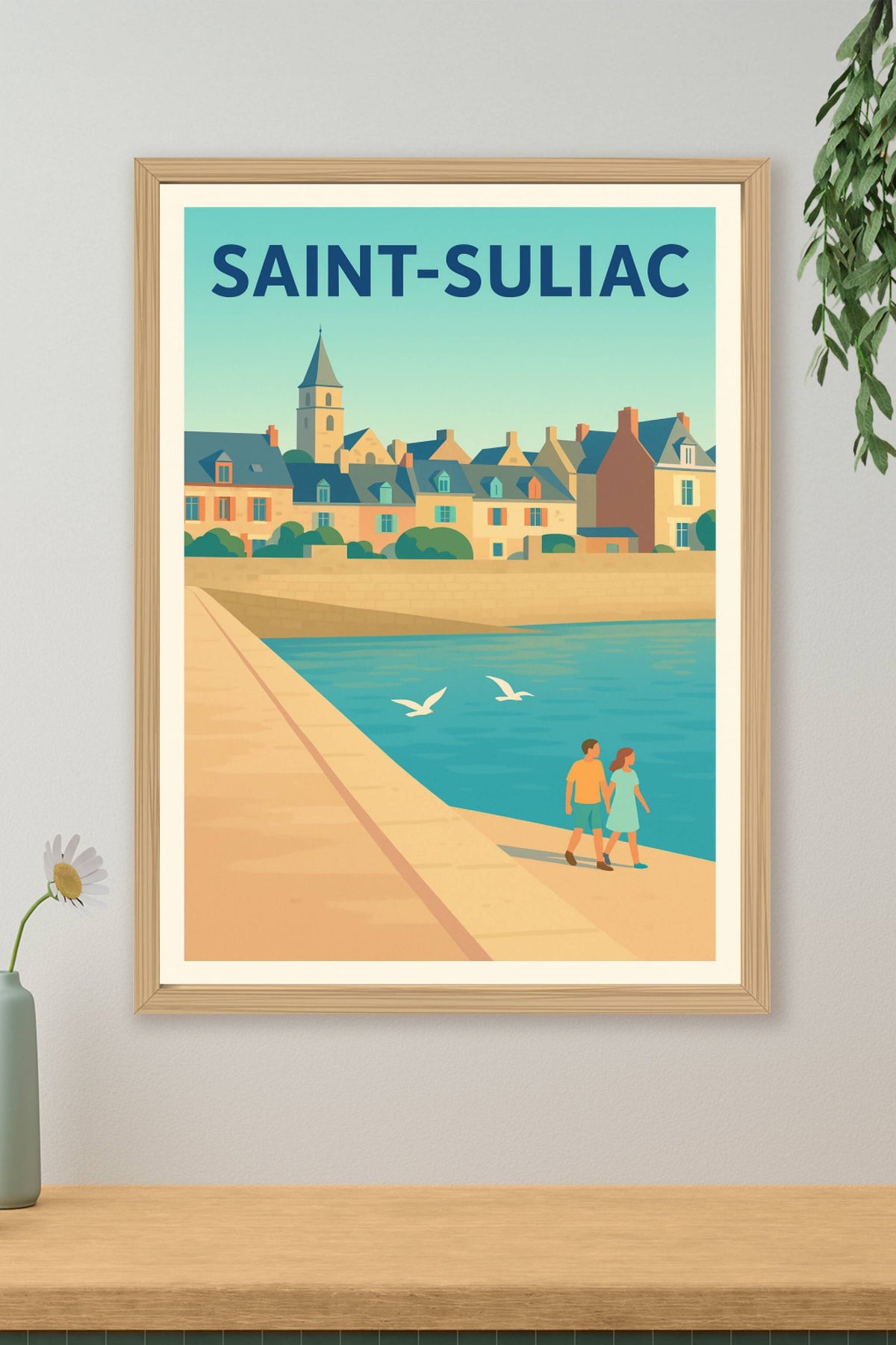 Affiche Saint-Suliac — Charme côtier et douceur de vivre · poster d'art de Saint-Suliac