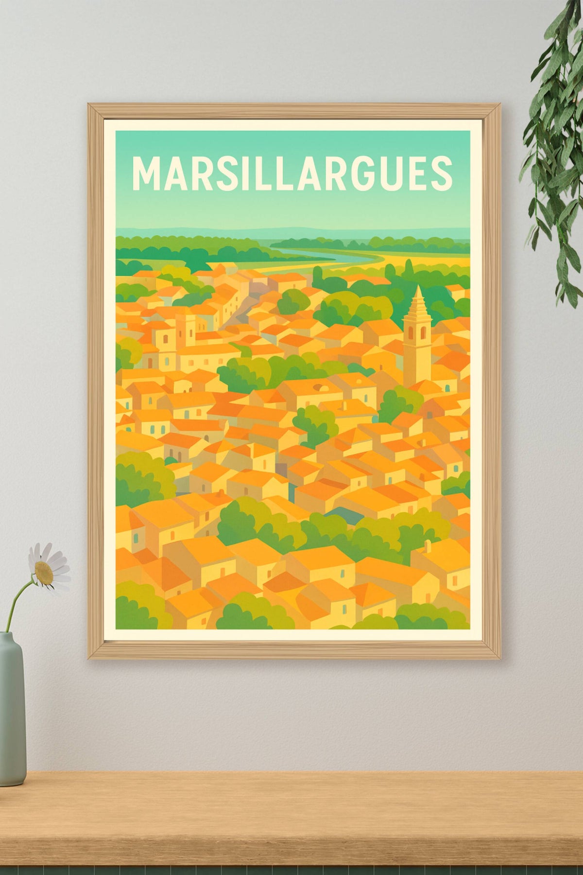 Affiche Marsillargues — Charme ensoleillé du village languedocien · poster d'art de Marsillargues