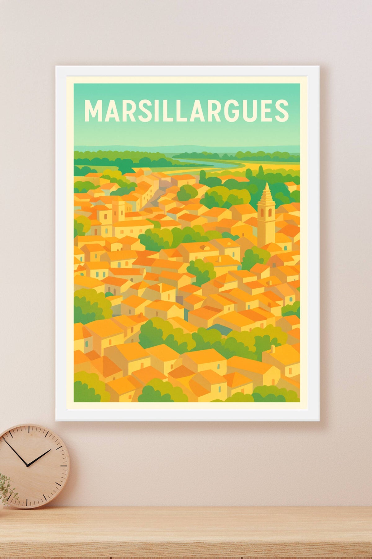 Affiche Marsillargues — Charme ensoleillé du village languedocien · poster d'art de Marsillargues
