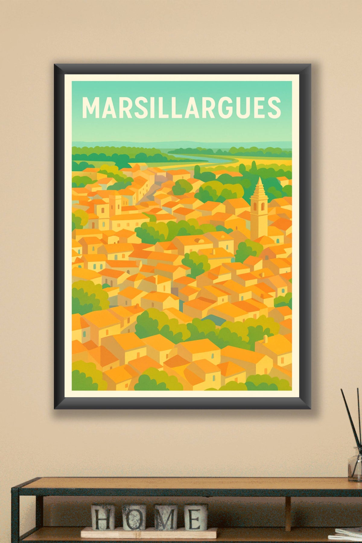 Affiche Marsillargues — Charme ensoleillé du village languedocien · poster d'art de Marsillargues