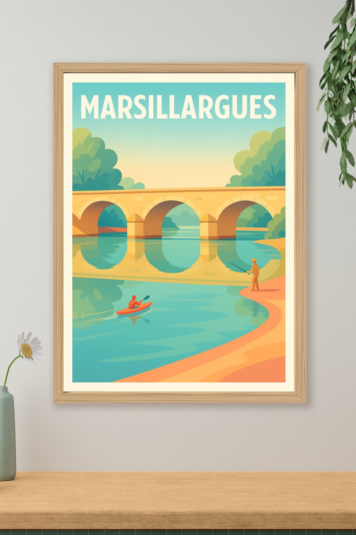 Affiche Marsillargues — Harmonie au fil de l'eau · poster d'art de Marsillargues
