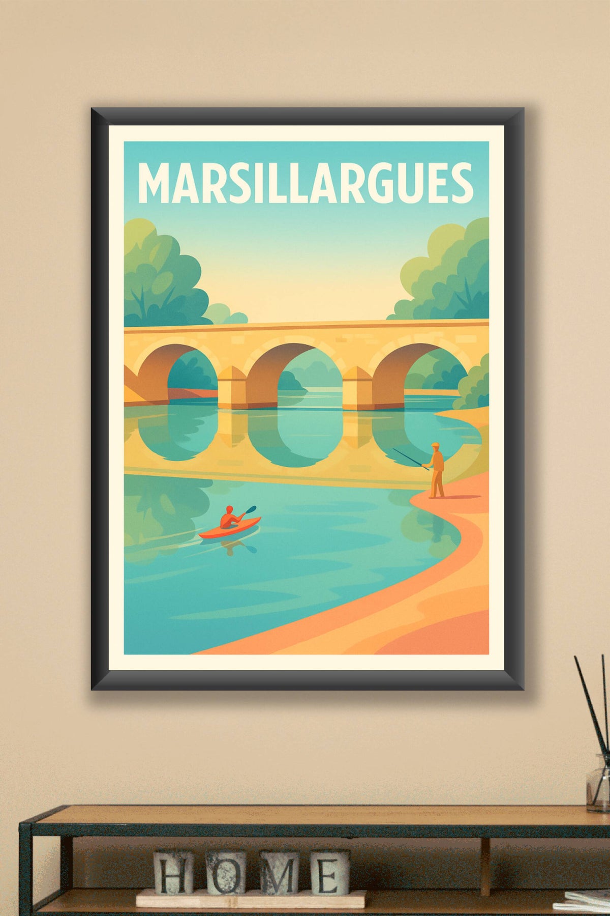 Affiche Marsillargues — Harmonie au fil de l'eau · poster d'art de Marsillargues