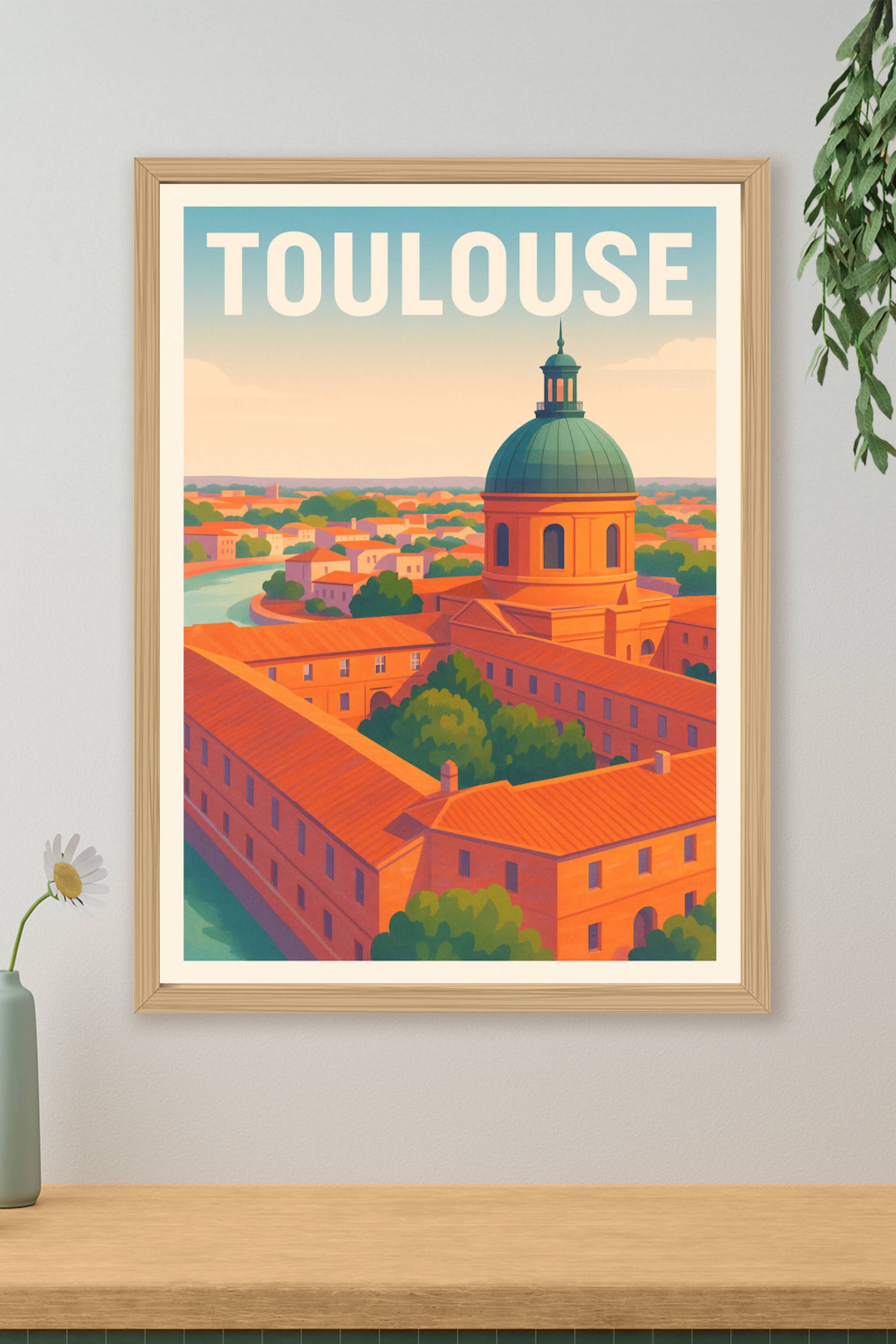 Affiche de Toulouse - L'élégance de la Ville Rose au coucher du soleil