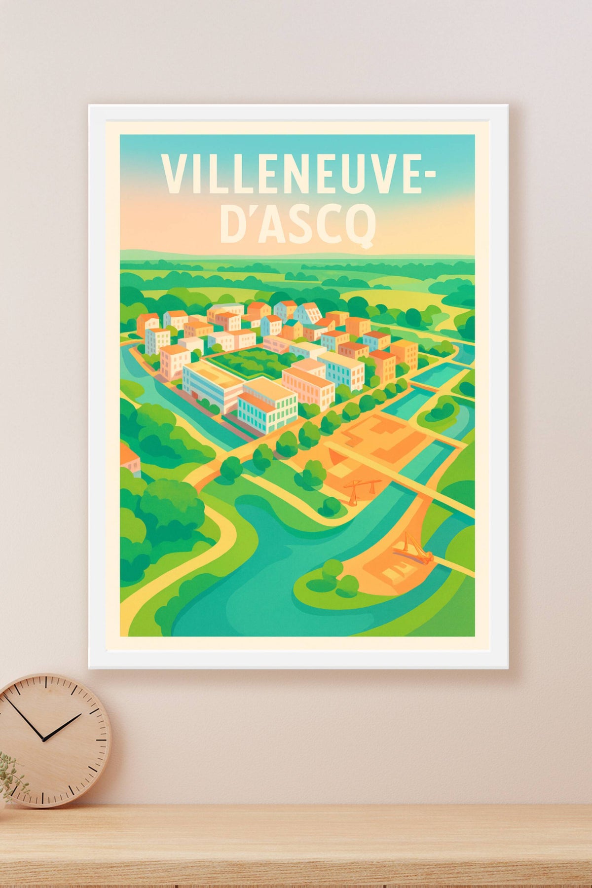 Affiche de Villeneuve-d'Ascq - Vue colorée et paisible de la ville