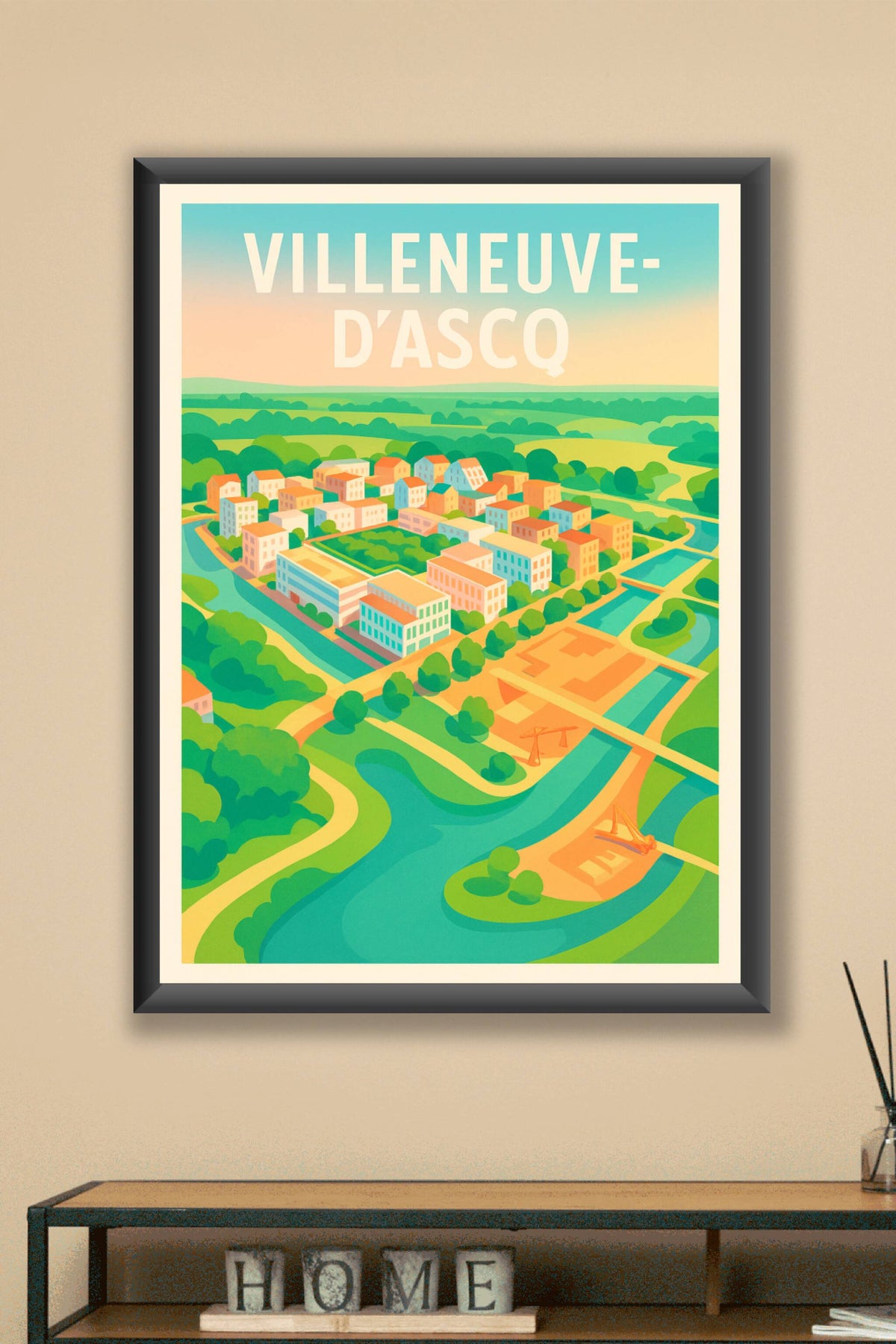 Affiche de Villeneuve-d'Ascq - Vue colorée et paisible de la ville