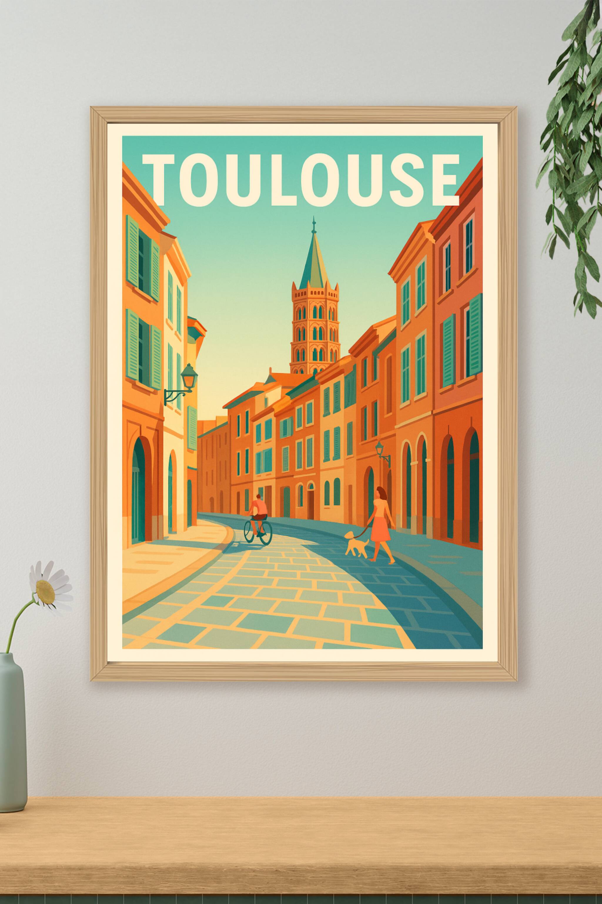 Affiche de Toulouse - Charme et douceur d'une rue ensoleillée