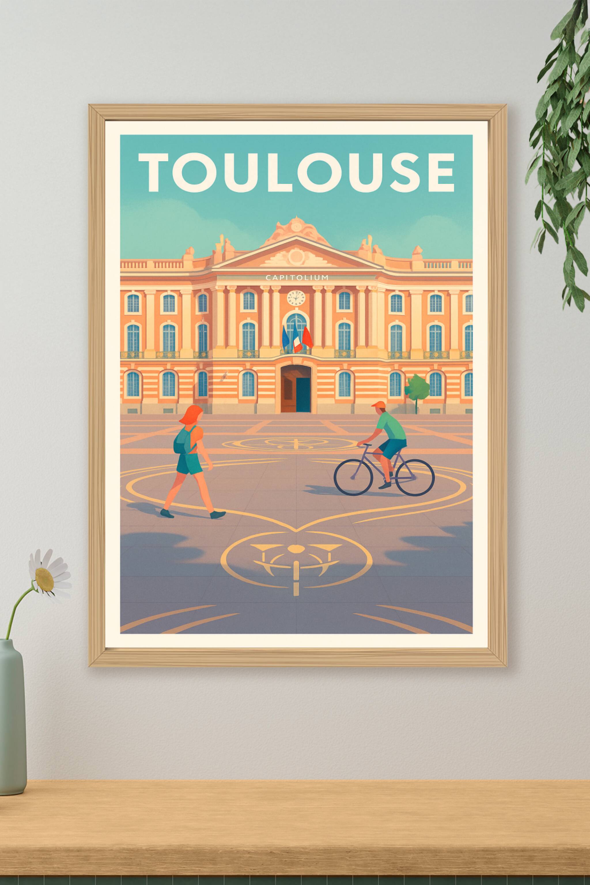 Affiche de Toulouse - Le Capitole au cœur de la ville rose