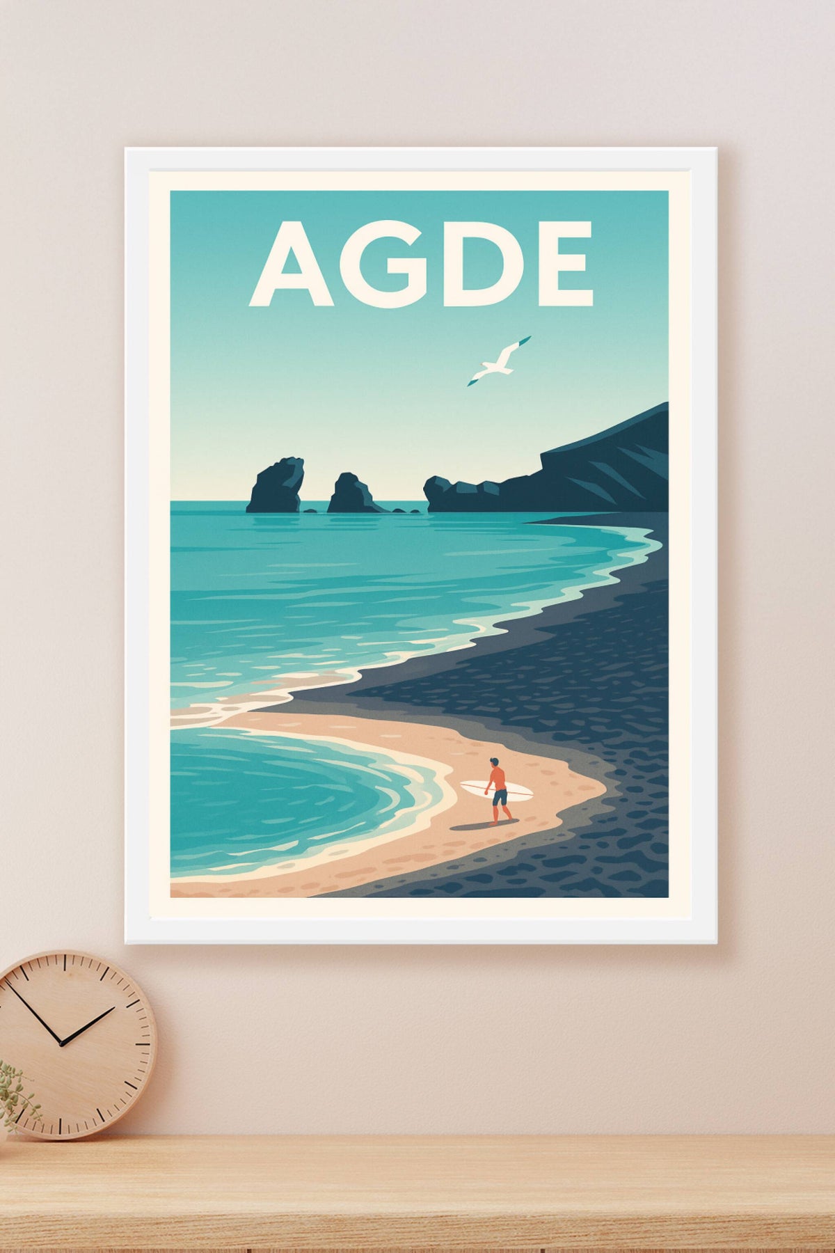 Affiche de Agde - Le charme naturel de la plage et de ses rochers